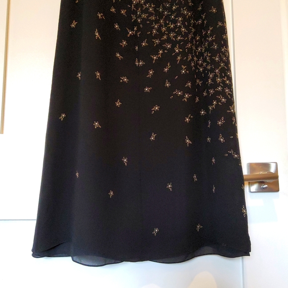 Ann Taylor 100% Silk Black Floral Dress Vintage Size 2P - Picture 6 of 8